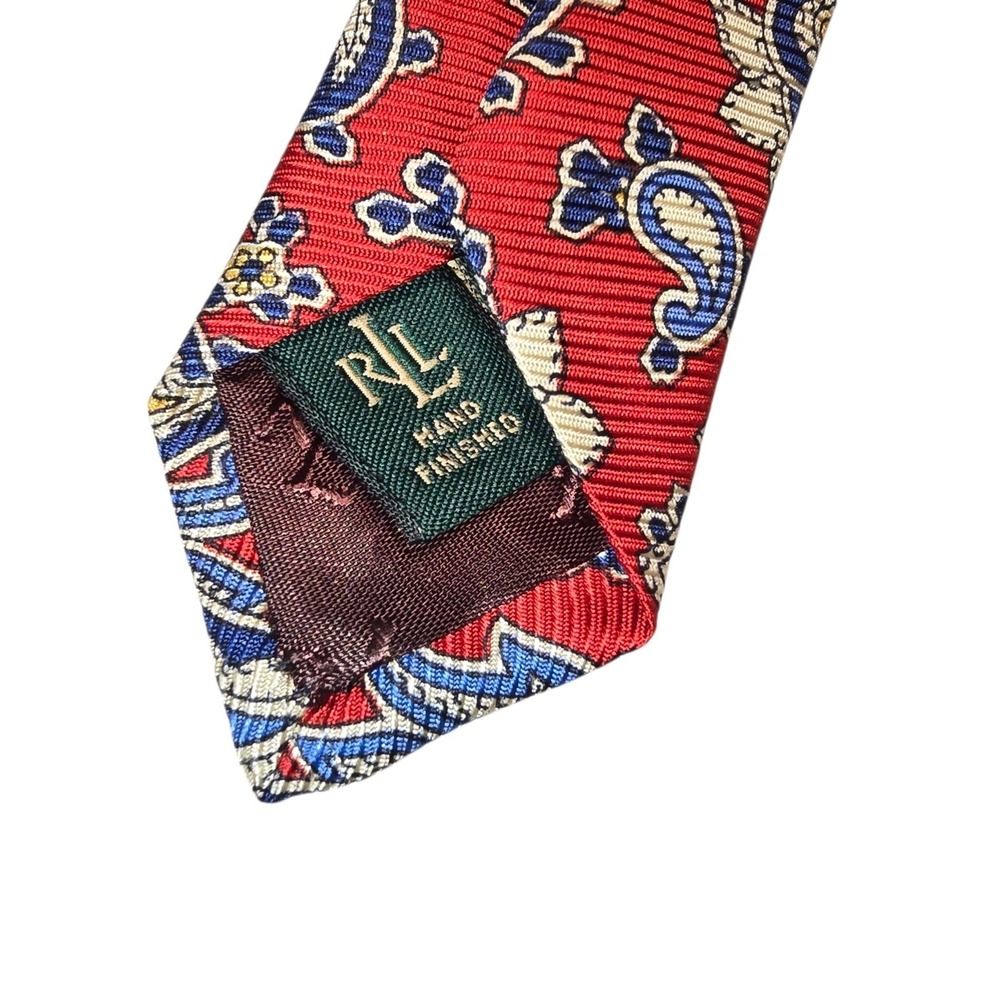 Lauren Ralph Lauren Multicolor Paisley 100% Silk Necktie Made in USA Tie Vintage - Picture 5 of 8